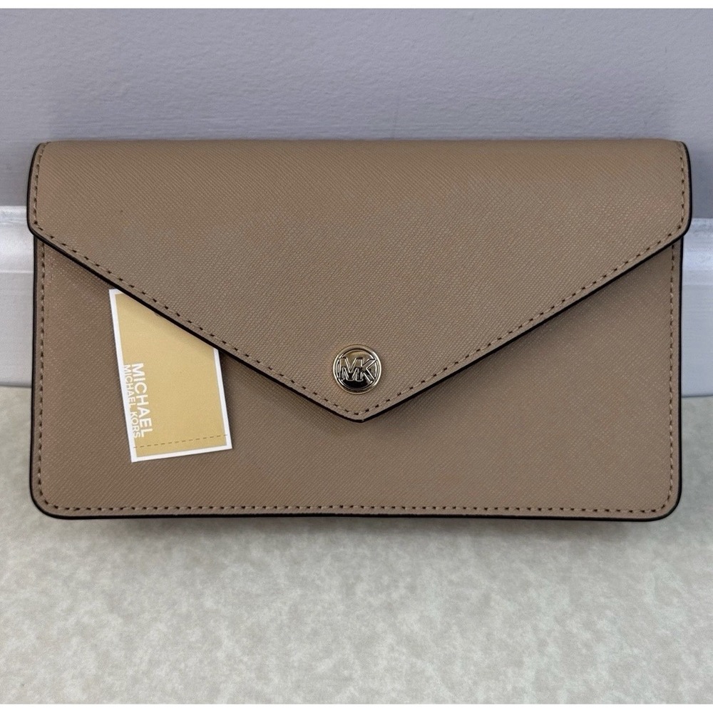 Michael Kors Wallet Camel Jet Set Travel Leather‎ Envelope Continental Flap NWT